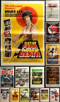 5a648 LOT OF 20 FORMERLY TRI-FOLDED 27X40 KUNG FU ONE-SHEETS 1960s-1980s great movie images!