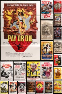 5a044 LOT OF 41 FOLDED KUNG FU ONE-SHEETS 1960s-1980s great images from martial arts movies!
