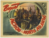 5b148 ACTION IN THE NORTH ATLANTIC LC 1943 Humphrey Bogart & men wearing life vests on deck!