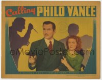5b255 CALLING PHILO VANCE LC 1940 James Stephenson & Margot Stevenson with murderer's shadow!