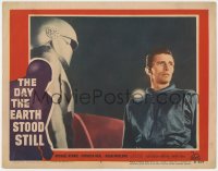 5b307 DAY THE EARTH STOOD STILL LC #7 1951 great close up of Michael Rennie standing by Gort!