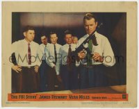 5b373 FBI STORY LC #7 1959 great image of men watching James Stewart load a machine gun!