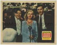 5b439 GREAT AMERICAN BROADCAST LC 1941 Alice Faye, John Payne & Jack Oakie singing into microphone!