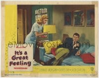 5b496 IT'S A GREAT FEELING LC #2 1949 c/u of Doris Day letting Jack Carson know how she feels!