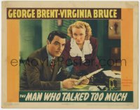 5b570 MAN WHO TALKED TOO MUCH LC 1940 close up of George Brent & Virginia Bruce at desk!