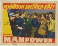 5b571 MANPOWER LC 1941 George Raft & men stop Edward G. Robinson & Ward Bond from fighting!