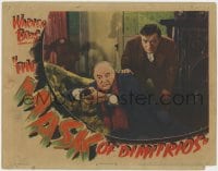 5b575 MASK OF DIMITRIOS LC 1944 great c/u of Sydney Greenstreet with gun & scared Peter Lorre!