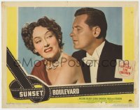 5b836 SUNSET BOULEVARD LC #7 1950 great close up of William Holden & smiling Gloria Swanson!