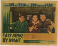 5b865 THEY DRIVE BY NIGHT LC 1940 best c/u of Humphrey Bogart, George Raft & Ann Sheridan in truck!