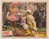 5b914 TWO WEEKS WITH LOVE LC #2 1950 Ricardo Montalban on his knee kissing sexy Jane Powell's hand!
