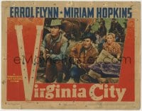 5b940 VIRGINIA CITY LC R1944 c/u of Miriam Hopkins behind Errol Flynn & Randolph Scott with rifles!