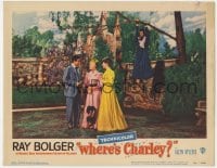 5b964 WHERE'S CHARLEY LC #7 1952 Ray Bolger in drag hanging from tree & eavesdropping!