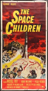 5c164 SPACE CHILDREN 3sh 1958 Jack Arnold, great sci-fi art of kids, rocket & giant alien brain!