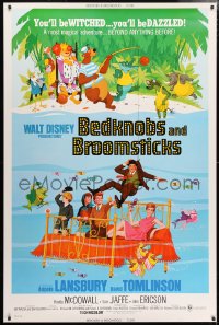 5c414 BEDKNOBS & BROOMSTICKS 40x60 1971 Walt Disney, Angela Lansbury, great cartoon art!