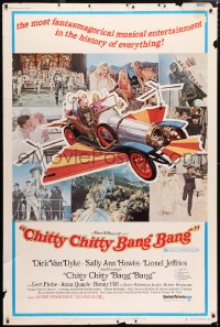 5c418 CHITTY CHITTY BANG BANG style B 40x60 1969 Dick Van Dyke, art of flying car + photo montage!