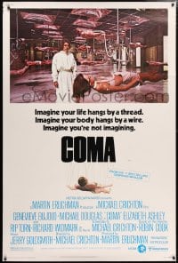 5c419 COMA 40x60 1977 Genevieve Bujold finds room full of coma patients in special harnesses!