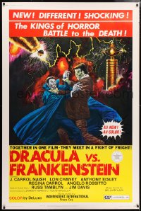 5c431 DRACULA VS. FRANKENSTEIN 40x60 1971 kings of horror battling to the death by Gray Morrow!