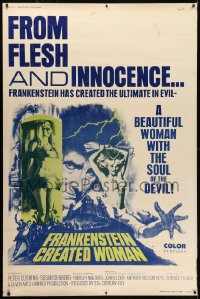5c440 FRANKENSTEIN CREATED WOMAN 40x60 1967 Peter Cushing, Susan Denberg had the soul of the Devil!
