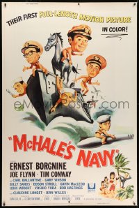 5c466 McHALE'S NAVY 40x60 1964 great artwork of Ernest Borgnine, Tim Conway & cast on ship!