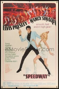 5c483 SPEEDWAY 40x60 1968 art of Elvis Presley dancing with sexy Nancy Sinatra in boots!