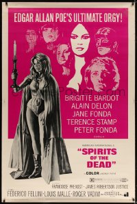 5c484 SPIRITS OF THE DEAD 40x60 1969 Federico Fellini, Reynold Brown artwork of sexy Jane Fonda!