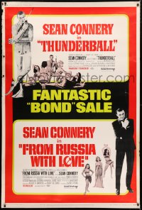 5c490 THUNDERBALL/FROM RUSSIA WITH LOVE 40x60 1968 Bond sale, 2 of Connery's best 007 roles!