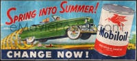 5c093 VACUUM OIL COMPANY billboard 1950s great art of car flying into air, spring into summer!