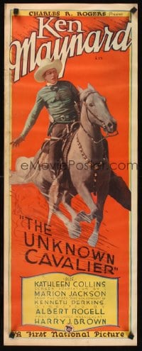 5c105 UNKNOWN CAVALIER insert 1926 incredible art of cowboy Ken Maynard riding charging Tarzan!