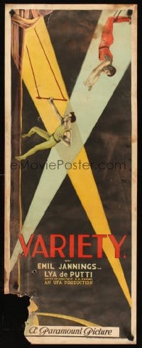 5c106 VARIETY insert 1925 E.A. DuPont's classic tale of obsession & betrayal, great acrobat art!