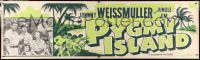 5c523 PYGMY ISLAND paper banner 1950 Johnny Weissmuller as Jungle Jim & Ann Savage, tropical art!