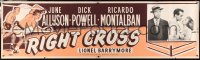 5c524 RIGHT CROSS paper banner 1950 Ricardo Montalban treats women rough like he is in the boxing ring!