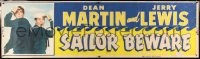 5c525 SAILOR BEWARE paper banner 1952 wacky Dean Martin & Jerry Lewis in the Navy!