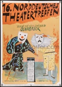 5c314 16 NORDDEUTSCHES THEATERTREFFEN German 33x47 stage poster 1989 actors with theater masks!