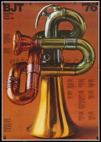 5c229 BERLINER JAZZ TAGE '76 33x47 German music poster 1976 Kieser & Hartmann, twisted horn!