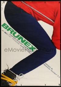 5c357 BRUNEX 36x50 Swiss advertising poster 1960s Edgar Kung image of crouched skier!