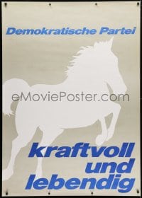 5c217 DEMOKRATISCHE PARTEI 36x50 Swiss political campaign 1966 silhouette of a leaping horse!