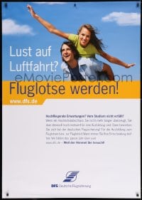 5c286 DEUTSCHE FLUGSICHERUNG 33x47 German special poster 2000s smiling woman given piggyback ride!