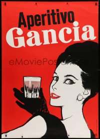 5c361 GANCIA 36x50 Swiss advertising poster 1962 art of sexy woman and glass of sparkling wine!