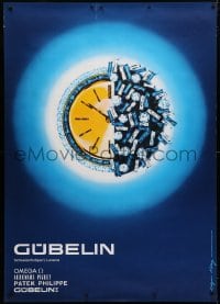 5c362 GUBELIN 36x50 Swiss advertising poster 1963 Edgar Kung image of bejeweled watch!