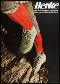 5c363 HENKE 36x50 Swiss advertising poster 1965 cool close-up image of their footwear, climbing!