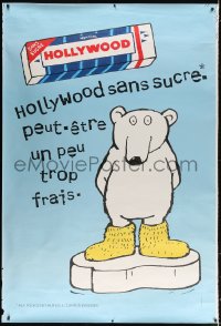 5c365 HOLLYWOOD CHEWING GUM DS 47x69 French advertising poster 1980s cool art of polar bear on ice!