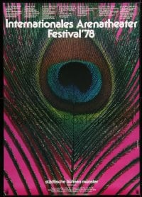 5c294 INTERNATIONALES ARENATHEATER FESTIVAL '78 33x47 German special poster 1978 peacock's feather!