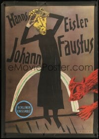 5c331 JOHANN FAUSTUS 32x45 East German stage poster 1982 Faustus, the devil, rainbow by M. Grund!