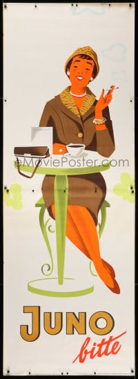 5c381 JUNO coffee style 33x94 German advertising poster 1950s Walter Muller smoking art!