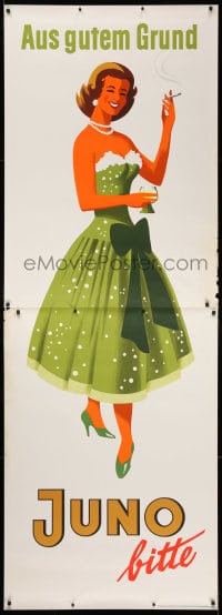 5c383 JUNO gown style 33x94 German advertising poster 1950s Walter Muller smoking art!