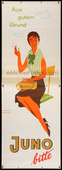5c391 JUNO purse style 33x94 German advertising poster 1950s Walter Muller smoking art!
