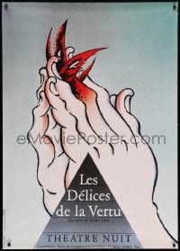5c335 LES DELICES DE LA VERTU 33x47 French stage poster 1986 wild art by Alain Le Quernec!