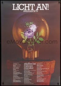 5c336 LICHT AN 33x47 German stage poster 1978 light bulb in a flower pot by Holger Matthies!