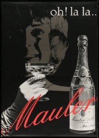 5c401 MAULER 36x50 Swiss advertising poster 1959 close-up image of the champagne and happy woman!