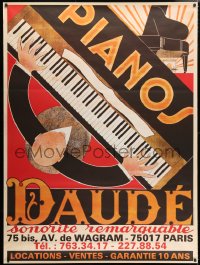 5c406 PIANOS DAUDE 46x62 French advertising poster 1980s Andre Daude art from 1926 print!